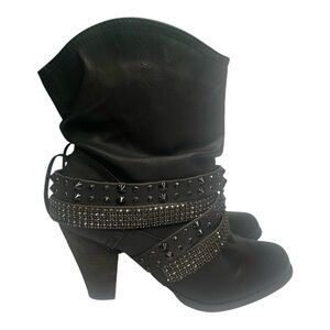 Not Rated Black Studded Ankle Booties